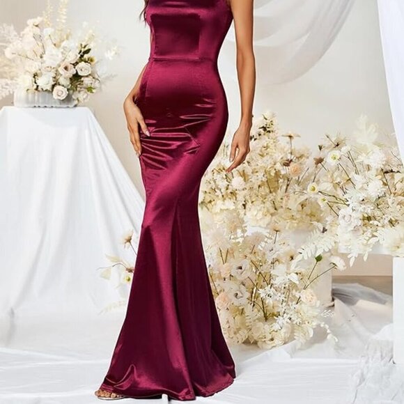 Women's Vintage Sleeveless Bodycon Crew Neck Ball Gowns and Evening Party Size S - Picture 4 of 4